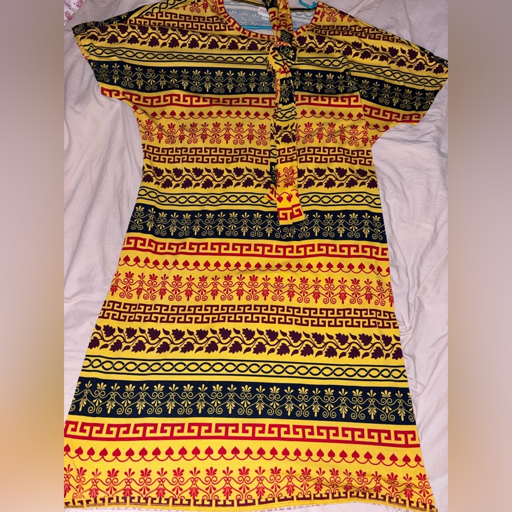 LuLaRoe Marly Yellow and Black Floral Dress